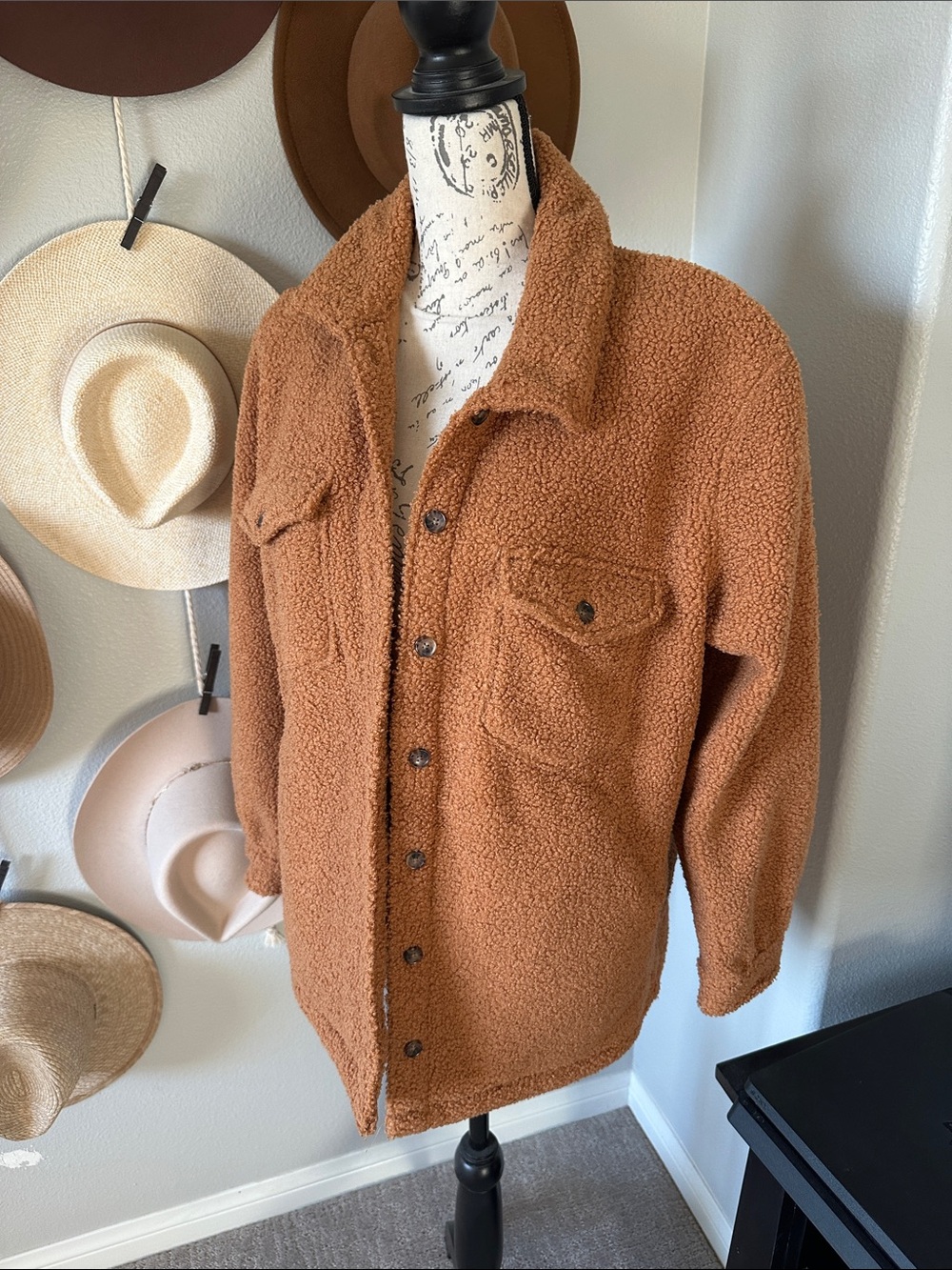 Marine Layer Sherpa Shacket in Rust